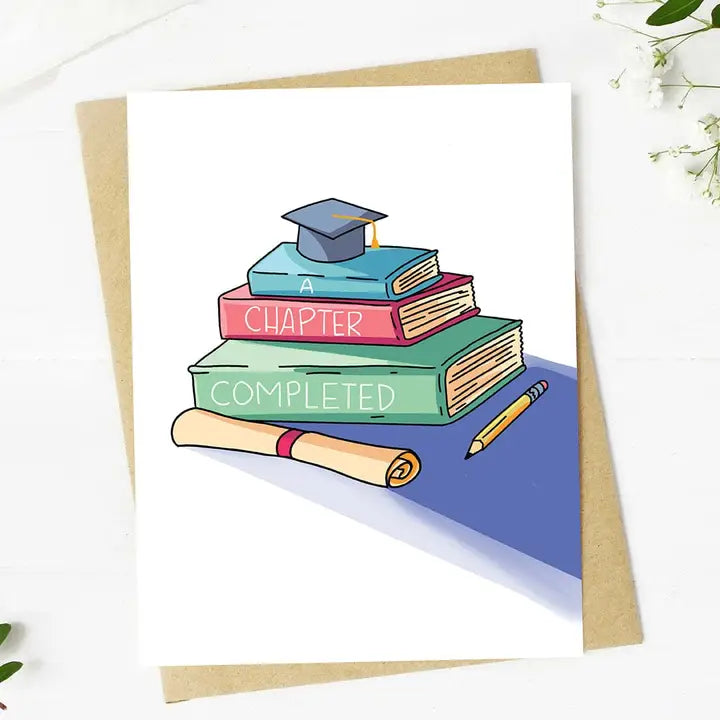 "A chapter completed" Books Graduation Card