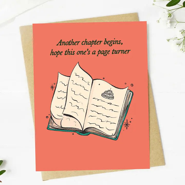 "Another chapter begins..." Bookish Birthday Card