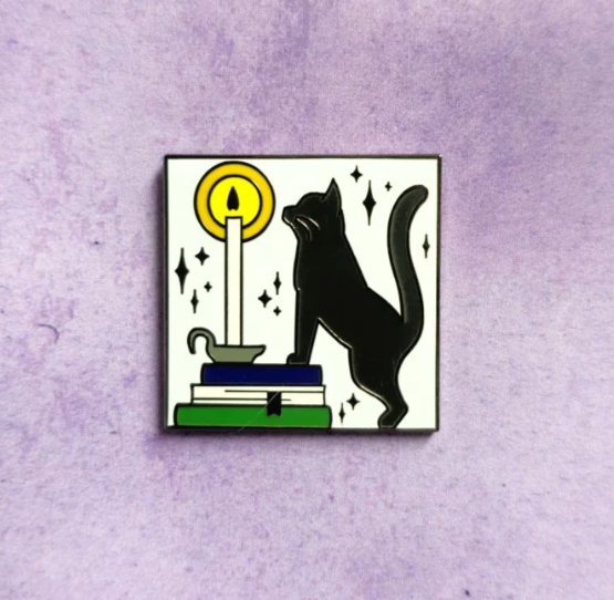 Book, Cat & Candle - Hard Enamel Pin