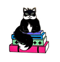 Book Cat Pin- Hard Enamel Pin - Black