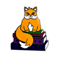 Book Cat Pin- Hard Enamel Pin - Orange