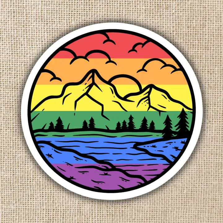 Gay Pride Mountainscape Flag Sticker