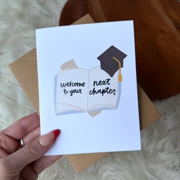 "Welcome to your next chapter" Graduation Book Card