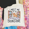 Bookish Lover - Reader Tote Bag Meet Me at Bookstore Cat