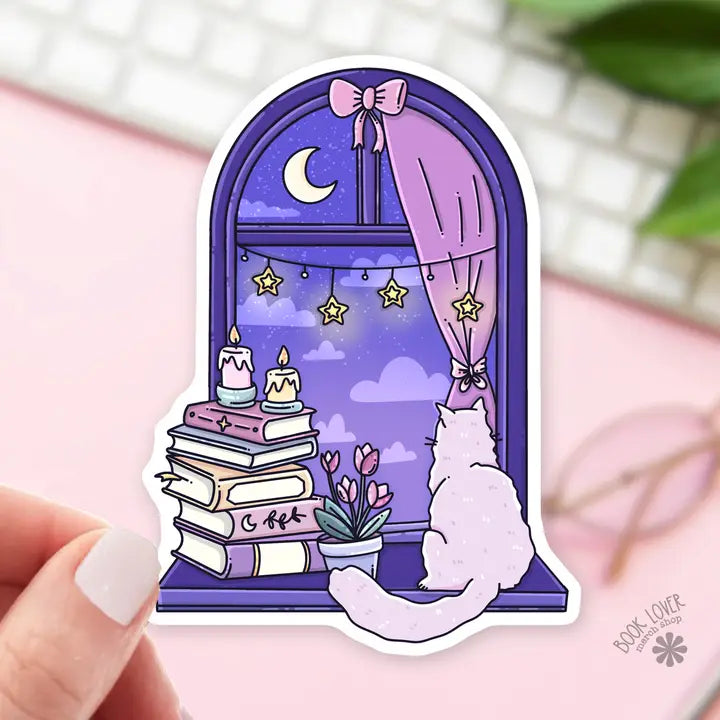 317. Cozy Cat Stickers / Bookish Stickers / Book Lover