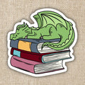 Dragon Sleeping On Book Pile Sticker