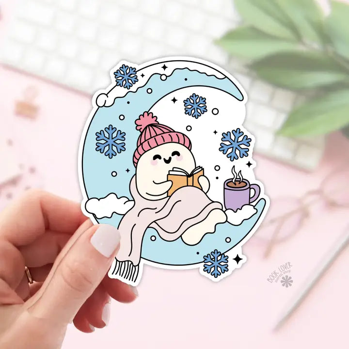 723. Winter Moon Bookish Ghost Stickers / Bookish Stickers